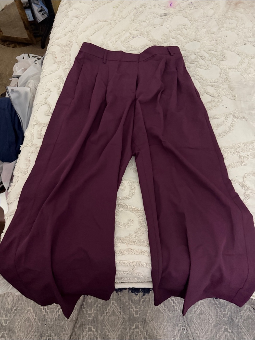 Wide Leg Men’s Pants in Deep Plum